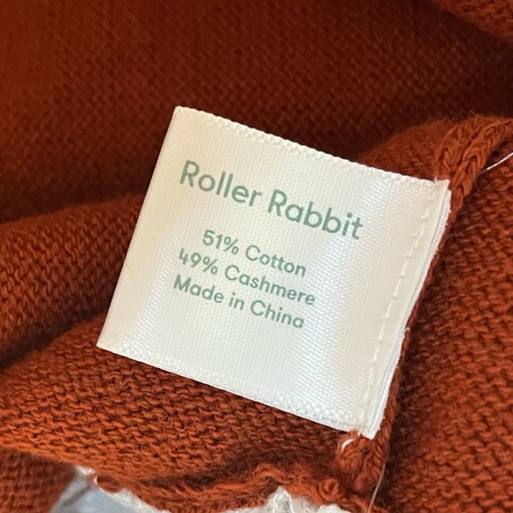 Roller Rabbit Sweater Varo Eyelet Peplum Hem Mock Neck Cashmere Sweater XL NWT - Picture 15 of 16
